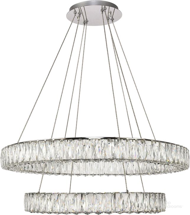 The appearance of 3503G32C Monroe 32" Chrome Chandelier With Clear Royal Cut Crystal Trim designed by Elegant Lighting in the glam interior design. This chrome piece of furniture  was selected by 1StopBedrooms from Monroe Collection to add a touch of cosiness and style into your home. Sku: 3503G32C. Product Type: Chandelier. Material: Stainless Steel. Image1