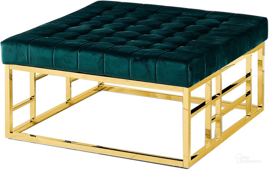 The appearance of 36 Inch Square Modern Gold Plated Accent Ottoman In Green designed by Best Master Furniture in the modern / contemporary interior design. This green piece of furniture  was selected by 1StopBedrooms from  to add a touch of cosiness and style into your home. Sku: E79. Product Type: Ottoman. Material: Velvet.