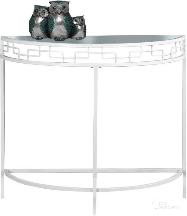 The appearance of 36 Inch White Metal Hall Console designed by Monarch Specialties in the modern / contemporary interior design. This white piece of furniture  was selected by 1StopBedrooms from  to add a touch of cosiness and style into your home. Sku: I 2112. Material: Metal. Product Type: Console. Image1