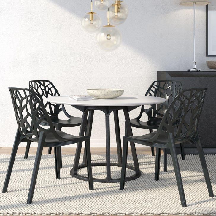 The appearance of Leisuremod Modern Cornelia Dining Chair Set Of 4 In Black designed by LeisureMod in the modern / contemporary interior design. This black piece of furniture  was selected by 1StopBedrooms from Cornelia Collection to add a touch of cosiness and style into your home. Sku: C18SBL4. Product Type: Dining Chair. Material: Plastic. Image1