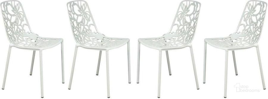 The appearance of 4 LeisureMod Devon White Aluminum Armless Chairs designed by LeisureMod in the modern / contemporary interior design. This white piece of furniture  was selected by 1StopBedrooms from Devon Collection to add a touch of cosiness and style into your home. Sku: DC23W4. Material: Aluminum. Product Type: Armless Chair. Image1