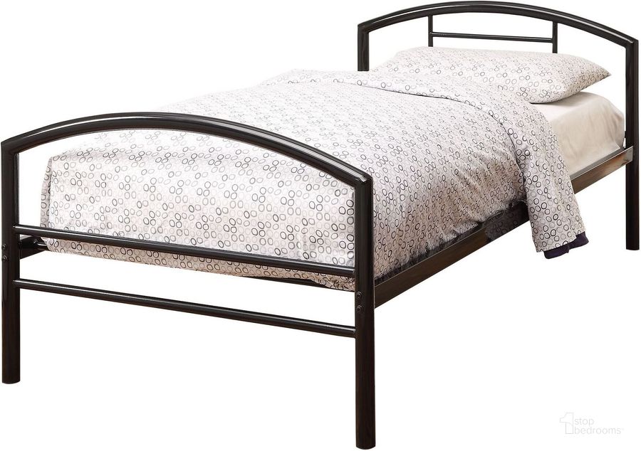 The appearance of Baines Black Twin Panel Bed designed by Coaster in the transitional interior design. This black piece of furniture  was selected by 1StopBedrooms from Baines Collection to add a touch of cosiness and style into your home. Sku: 400157T. Material: Metal. Bed Size: Twin. Product Type: Slat / Spindle Bed. Bed Type: Slat / Spindle Bed. Image1