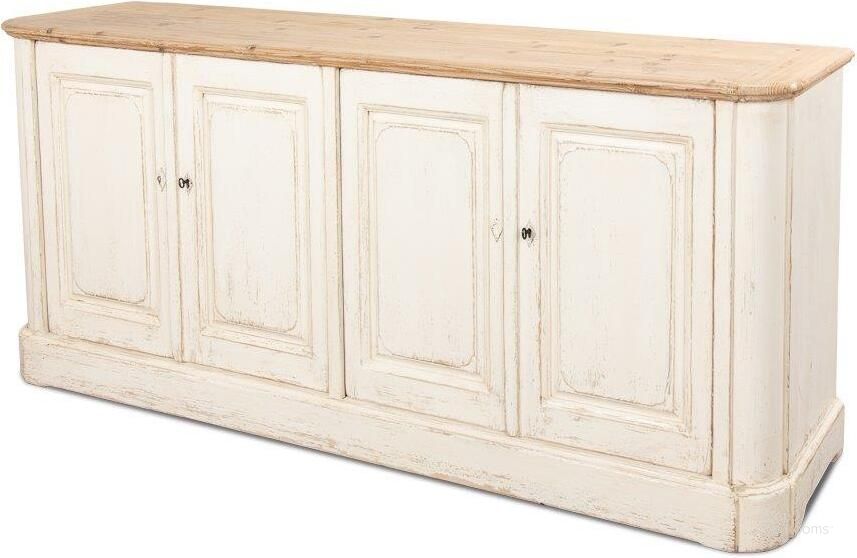 The appearance of White Antique 4 Door Sideboard designed by Sarreid in the country / farmhouse interior design. This white piece of furniture  was selected by 1StopBedrooms from  to add a touch of cosiness and style into your home. Sku: 40116. Product Type: Sideboard. Image1