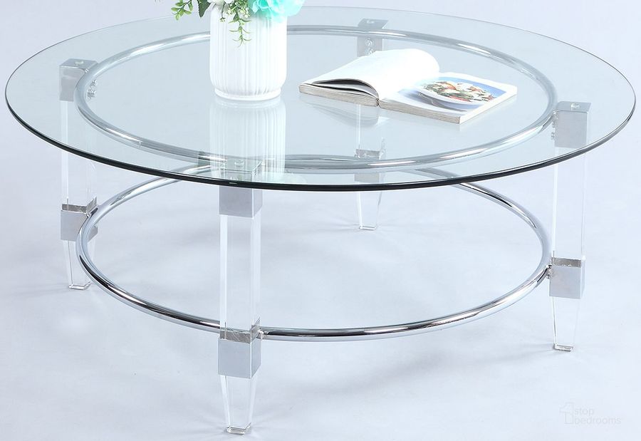 The appearance of 4038 Cocktail Table designed by Chintaly Imports in the modern / contemporary interior design. This chrome piece of furniture  was selected by 1StopBedrooms from 4038 Collection to add a touch of cosiness and style into your home. Sku: 4038-CT-T;4038-CT-B. Material: Glass. Product Type: Coffee and Cocktail Table. Image1