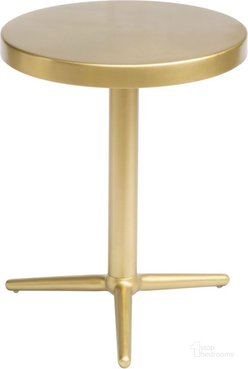 The appearance of Derby Brass Steel Accent Table designed by Zuo Modern in the modern / contemporary interior design. This brass piece of furniture  was selected by 1StopBedrooms from Derby Collection to add a touch of cosiness and style into your home. Sku: 405001. Material: Metal. Product Type: Accent Table. Image1