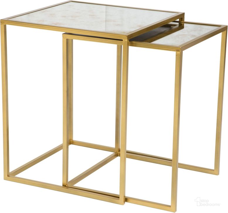 The appearance of Calais Brass Steel Nesting Tables designed by Zuo Modern in the modern / contemporary interior design. This brass piece of furniture  was selected by 1StopBedrooms from Calais Collection to add a touch of cosiness and style into your home. Sku: 405005. Material: Glass. Product Type: Nesting Table. Image1