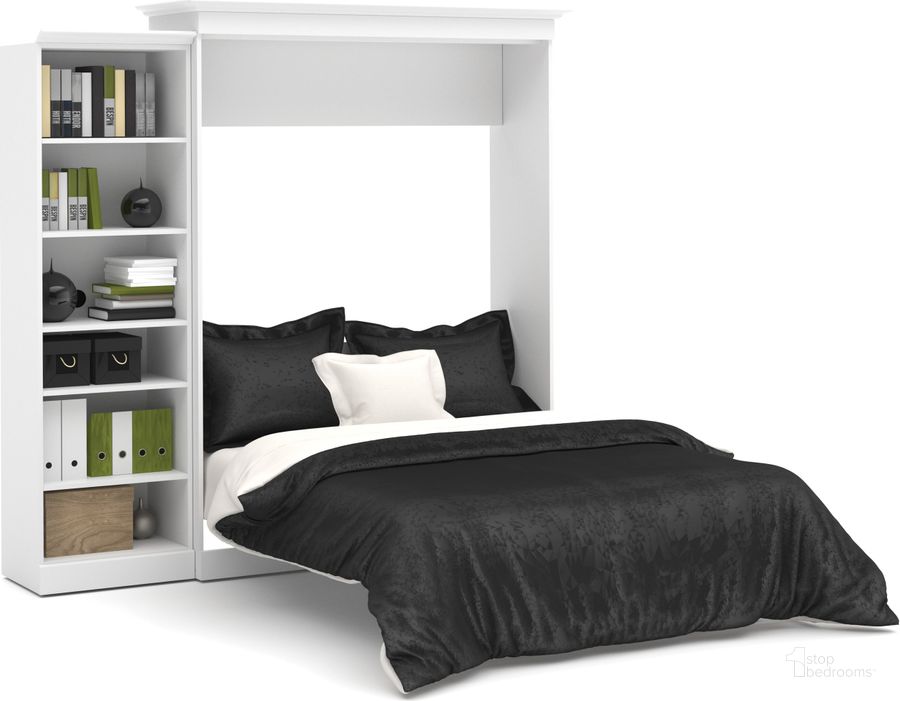The appearance of Versatile White 92'' One Sided Storage Queen Wall Bed designed by Bestar in the modern / contemporary interior design. This white piece of furniture  was selected by 1StopBedrooms from Versatile Collection to add a touch of cosiness and style into your home. Sku: 40880-17. Material: Wood. Bed Size: Queen. Bed Type: Murphy Bed. Product Type: Murphy Bed. Image1