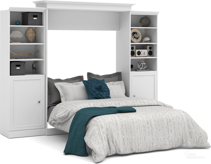 The appearance of Versatile White 115'' Door Storage Queen Wall Bed designed by Bestar in the modern / contemporary interior design. This white piece of furniture  was selected by 1StopBedrooms from Versatile Collection to add a touch of cosiness and style into your home. Sku: 40884-17. Material: Wood. Bed Size: Queen. Bed Type: Murphy Bed. Product Type: Murphy Bed. Image1