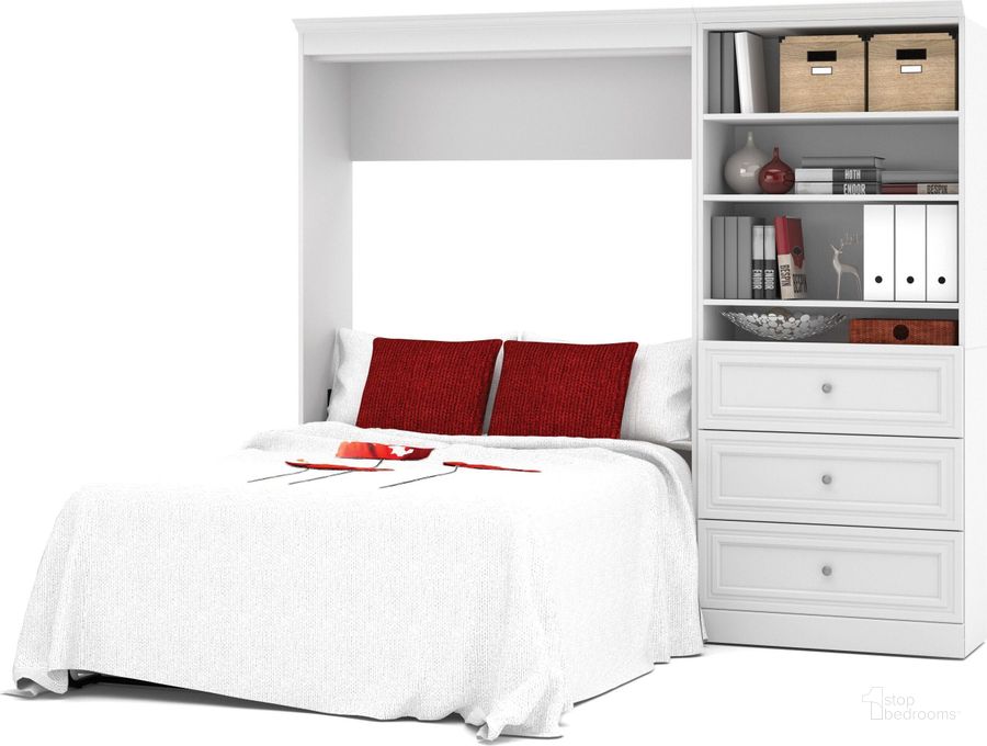 The appearance of Versatile White 95'' Drawer Wall Full Bed designed by Bestar in the modern / contemporary interior design. This white piece of furniture  was selected by 1StopBedrooms from Versatile Collection to add a touch of cosiness and style into your home. Sku: 40895-17. Material: Wood. Bed Size: Full. Bed Type: Murphy Bed. Product Type: Murphy Bed. Image1