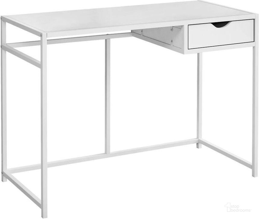 The appearance of 42 Inch Computer Desk In White designed by Monarch Specialties in the industrial interior design. This white piece of furniture  was selected by 1StopBedrooms from  to add a touch of cosiness and style into your home. Sku: I 7570. Product Type: Computer Desk. Material: MDF. Image1
