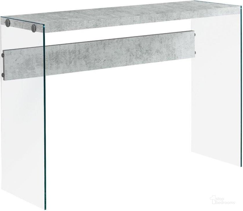 The appearance of 44 Inch Accent Table In Grey Cement And Tempered Glass designed by Monarch Specialties in the modern / contemporary interior design. This grey piece of furniture  was selected by 1StopBedrooms from  to add a touch of cosiness and style into your home. Sku: I 3232. Material: Glass. Product Type: Accent Table. Image1
