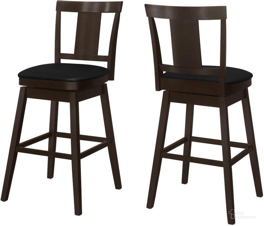 The appearance of 44 Inch Barstool Set Of 2 Espresso Swivel Bar Height I 1230 designed by Monarch Specialties in the traditional interior design. This espresso piece of furniture  was selected by 1StopBedrooms from  to add a touch of cosiness and style into your home. Sku: I 1230. Material: MDF. Product Type: Barstool. Image1
