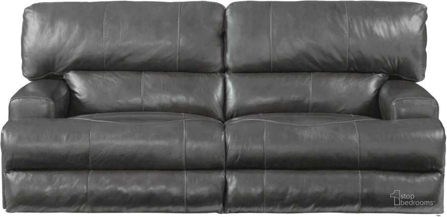 The appearance of Wembley Steel Power Lay Flat Reclining Sofa designed by Catnapper in the modern / contemporary interior design. This gray piece of furniture  was selected by 1StopBedrooms from Wembley Collection to add a touch of cosiness and style into your home. Sku: 64581128328308328. Material: Leather. Product Type: Reclining Sofa. Image1