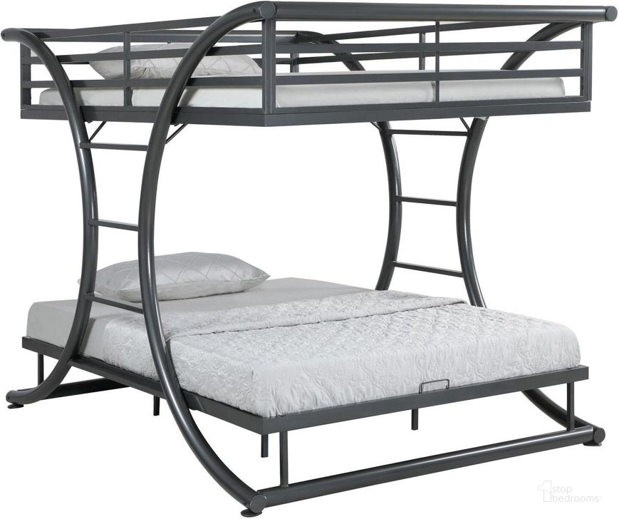The appearance of Gunmetal Full over Full Bunk Bed designed by Coaster in the transitional interior design. This black piece of furniture  was selected by 1StopBedrooms from Miscellaneous Collection to add a touch of cosiness and style into your home. Sku: 460078B1;460078B2. Bed Type: Bunk Bed. Material: Metal. Product Type: Bunk Bed. Bed Size: Full Over Full. Image1