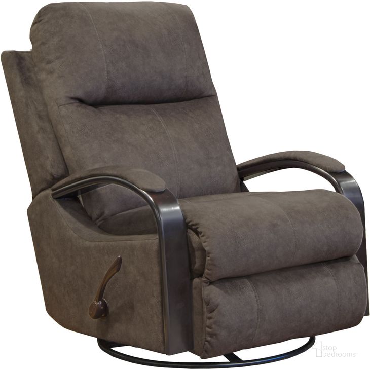 The appearance of Niles Chocolate Chaise Swivel Glider Recliner designed by Catnapper in the transitional interior design. This brown piece of furniture  was selected by 1StopBedrooms from Niles Collection to add a touch of cosiness and style into your home. Sku: 47035279229. Material: Fabric. Product Type: Recliner. Image1