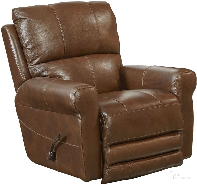 The appearance of Hoffner Chestnut Swivel Glider Recliner designed by Catnapper in the modern / contemporary interior design. This brown piece of furniture  was selected by 1StopBedrooms from Hoffner Collection to add a touch of cosiness and style into your home. Sku: 47665128329308329. Material: Leather. Product Type: Recliner. Image1