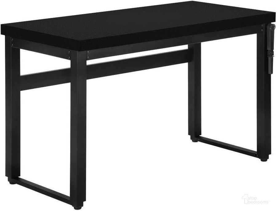 The appearance of 48 Inch Black And Black Metal Computer Desk With Adjustable Height designed by Monarch Specialties in the modern / contemporary interior design. This black piece of furniture  was selected by 1StopBedrooms from  to add a touch of cosiness and style into your home. Sku: I 7682. Material: Metal. Product Type: Computer Desk. Image1