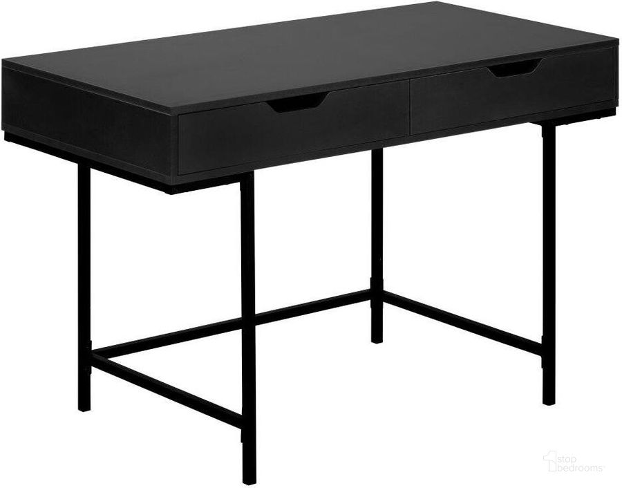 The appearance of 48 Inch Computer Desk In Black I 7556 designed by Monarch Specialties in the modern / contemporary interior design. This black piece of furniture  was selected by 1StopBedrooms from  to add a touch of cosiness and style into your home. Sku: I 7556. Material: Metal. Product Type: Computer Desk. Image1