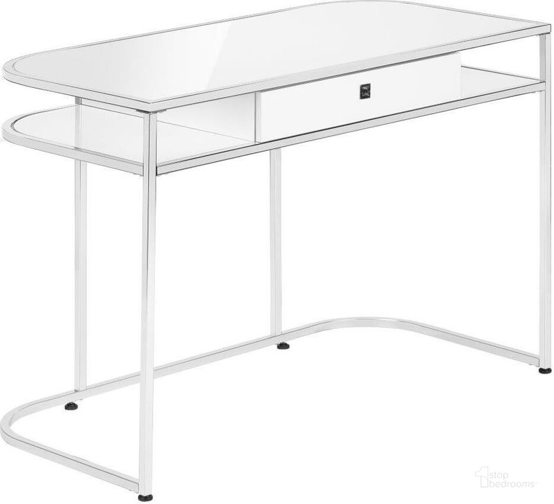 The appearance of 48 Inch Computer Desk In Glossy White I 7520 designed by Monarch Specialties in the modern / contemporary interior design. This white piece of furniture  was selected by 1StopBedrooms from  to add a touch of cosiness and style into your home. Sku: I 7520. Product Type: Computer Desk. Material: MDF. Image1