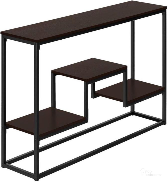The appearance of 48 Inch Espresso Black Metal Hall Console I 3582 designed by Monarch Specialties in the modern / contemporary interior design. This espresso piece of furniture  was selected by 1StopBedrooms from  to add a touch of cosiness and style into your home. Sku: I 3582. Material: Metal. Product Type: Console. Image1