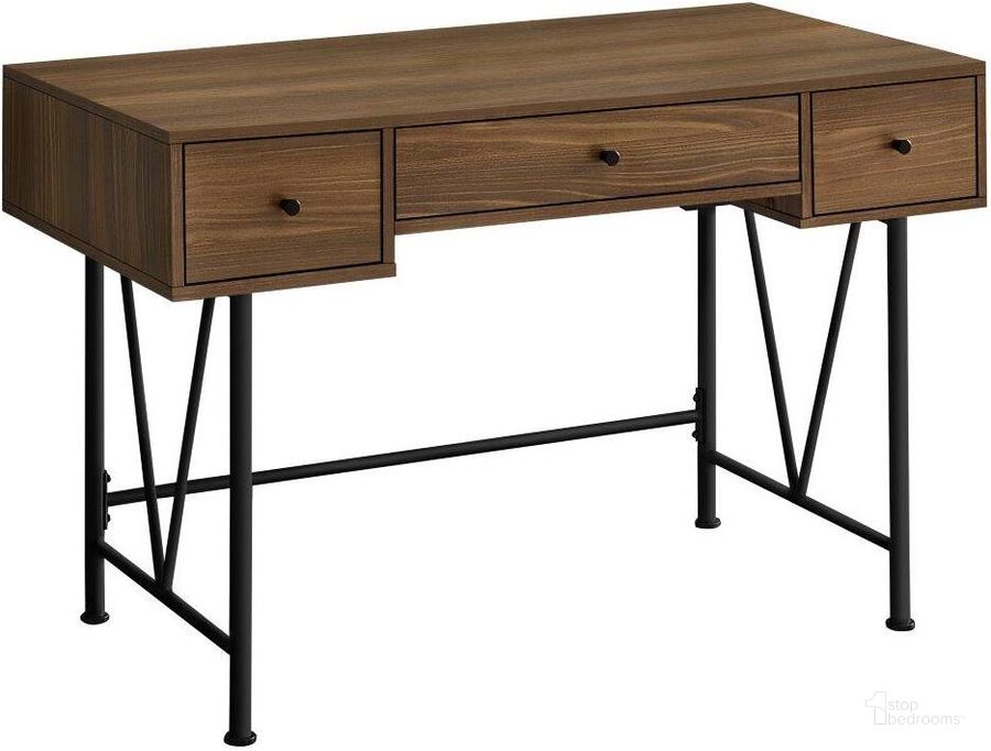 The appearance of 48 Inch Walnut And Black Metal Compter Desk designed by Monarch Specialties in the modern / contemporary interior design. This walnut piece of furniture  was selected by 1StopBedrooms from  to add a touch of cosiness and style into your home. Sku: I 7670. Material: Metal. Product Type: Computer Desk. Image1