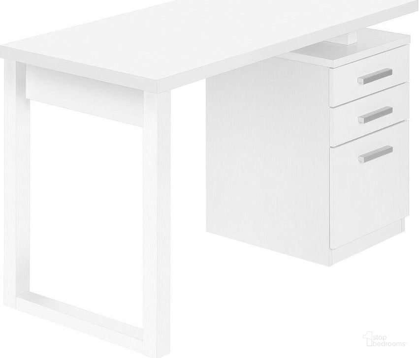 The appearance of 48 Inch White Left Or Right Facing Compter Desk I 7690 designed by Monarch Specialties in the modern / contemporary interior design. This white piece of furniture  was selected by 1StopBedrooms from  to add a touch of cosiness and style into your home. Sku: I 7690. Product Type: Computer Desk. Material: MDF. Image1