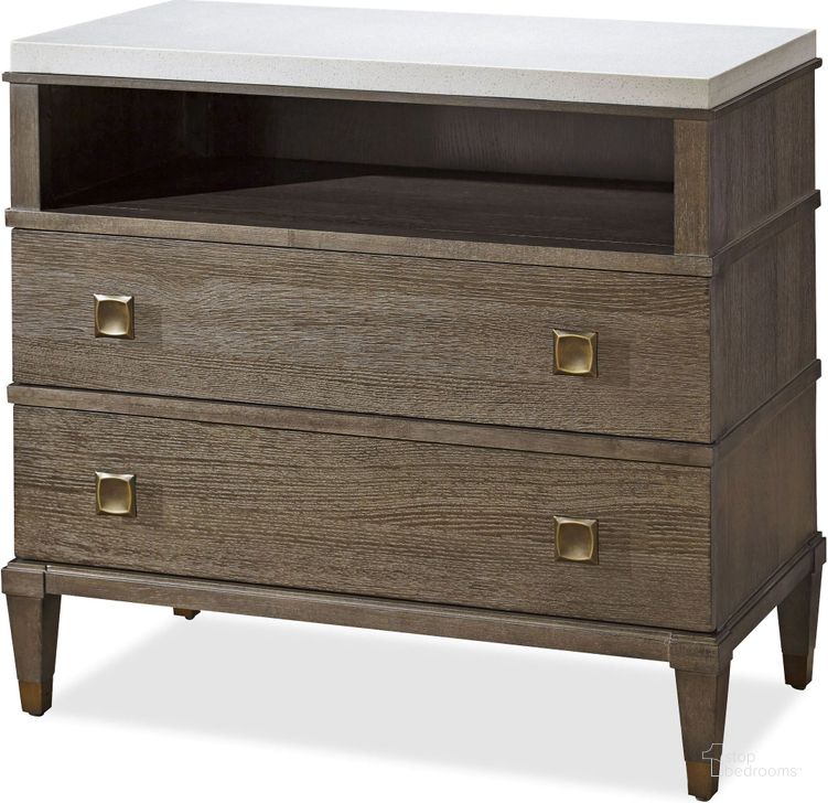 The appearance of Playlist Brown Eyed Girl Two Drawer Nightstand designed by Universal in the traditional interior design. This brown piece of furniture  was selected by 1StopBedrooms from Playlist Collection to add a touch of cosiness and style into your home. Sku: 507351. Material: Wood. Product Type: Nightstand. Image1