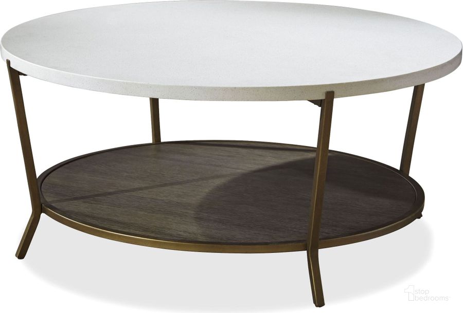 The appearance of Playlist Brown Eyed Girl Round Cocktail Table designed by Universal in the traditional interior design. This brown piece of furniture  was selected by 1StopBedrooms from Playlist Collection to add a touch of cosiness and style into your home. Sku: 507818. Table Top Shape: Round. Product Type: Cocktail Table. Material: Stone. Image1