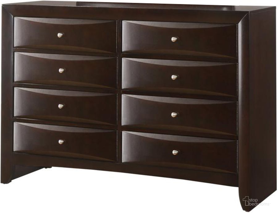 The appearance of Crown Mark Emily Dresser in Dark Cherry designed by Crown Mark in the transitional interior design. This dark cherry piece of furniture  was selected by 1StopBedrooms from Emily Collection to add a touch of cosiness and style into your home. Sku: B4260-1. Material: Wood. Product Type: Dresser. Image1