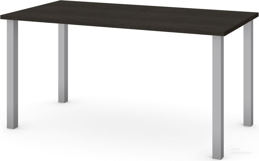 The appearance of Bestar 30" X 60" Table With Square Metal Legs In Deep Grey designed by Bestar in the modern / contemporary interior design. This deep grey piece of furniture  was selected by 1StopBedrooms from Bestar Collection to add a touch of cosiness and style into your home. Sku: 65865-32. Material: Wood. Product Type: Table. Image1