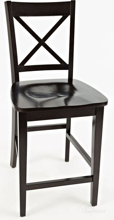 The appearance of Simplicity Espresso X Back Stool Set of 2 designed by Jofran in the transitional interior design. This black piece of furniture  was selected by 1StopBedrooms from Simplicity Collection to add a touch of cosiness and style into your home. Sku: 552-BS806KD. Material: Wood. Product Type: Barstool. Image1