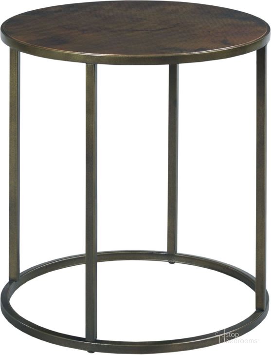 The appearance of Sanford Acid Washed Copper Top Round End Table designed by Hammary in the traditional interior design. This brown piece of furniture  was selected by 1StopBedrooms from Sanford Collection to add a touch of cosiness and style into your home. Sku: 553-918. Table Top Shape: Round. Material: Metal. Product Type: End Table. Image1