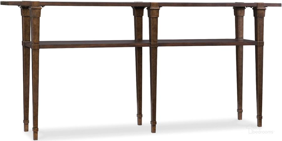 The appearance of Brown Skinny Console Table designed by Hooker in the transitional interior design. This brown piece of furniture  was selected by 1StopBedrooms from Brown Collection to add a touch of cosiness and style into your home. Sku: 5589-85001-DKW. Material: Wood. Product Type: Console Table. Image1