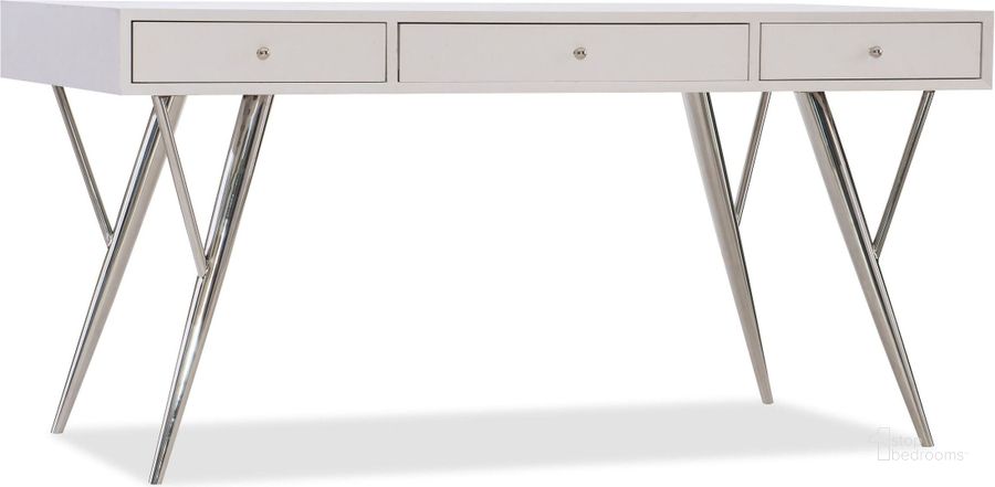 The appearance of Sophisticated White and Cream Contemporary 60" Writing Desk designed by Hooker in the modern / contemporary interior design. This white piece of furniture  was selected by 1StopBedrooms from Sophisticated Collection to add a touch of cosiness and style into your home. Sku: 5622-10460-WH. Material: Wood. Product Type: Writing Desk. Image1