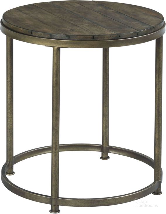 The appearance of Leone Weathered Barn Round End Table designed by Hammary in the traditional interior design. This brown piece of furniture  was selected by 1StopBedrooms from Leone Collection to add a touch of cosiness and style into your home. Sku: 563-918. Table Top Shape: Round. Material: Metal. Product Type: End Table. Image1