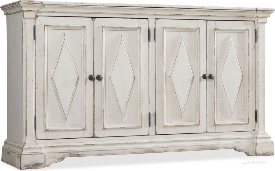 The appearance of White and Cream Four Door Cabinet designed by Hooker in the traditional interior design. This white piece of furniture  was selected by 1StopBedrooms from White Collection to add a touch of cosiness and style into your home. Sku: 5662-85001-WH. Material: Wood. Product Type: Server. Image1