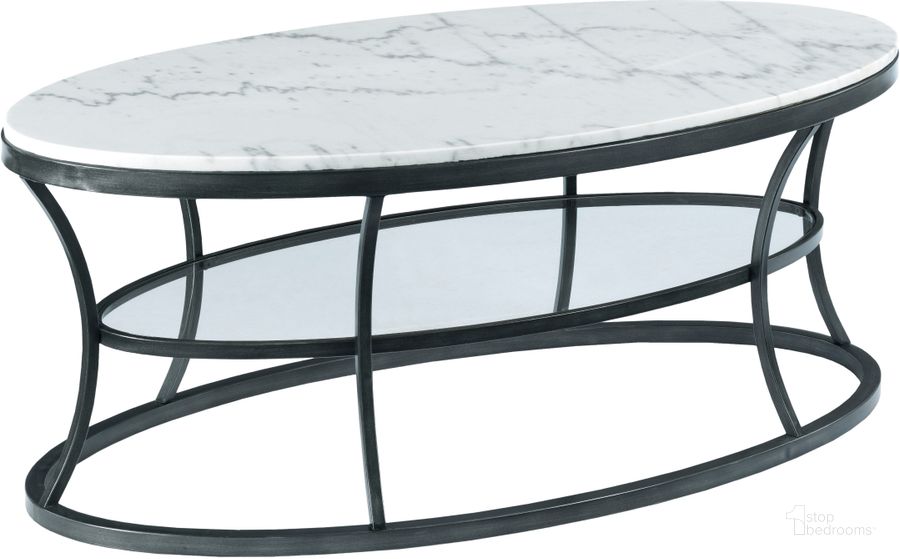 The appearance of Impact Gray And Cream Oval Cocktail Table designed by Hammary in the transitional interior design. This gray piece of furniture  was selected by 1StopBedrooms from Impact Collection to add a touch of cosiness and style into your home. Sku: 576-912. Table Top Shape: Oval. Material: Metal. Product Type: Cocktail Table. Image1