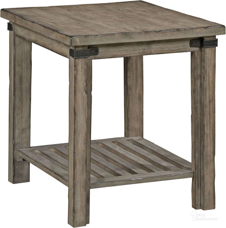 The appearance of Foundry Driftwood End Table designed by Kincaid in the transitional interior design. This brown piece of furniture  was selected by 1StopBedrooms from Foundry Collection to add a touch of cosiness and style into your home. Sku: 59-021. Table Top Shape: Triangular. Material: Wood. Product Type: End Table. Image1