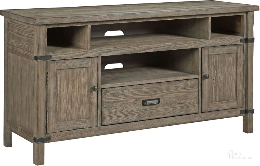 The appearance of Foundry Entertainment Console designed by Kincaid in the country / farmhouse interior design. This brown piece of furniture  was selected by 1StopBedrooms from Foundry Collection to add a touch of cosiness and style into your home. Sku: 59-035. Material: Wood. Product Type: Entertainment Console. Image1