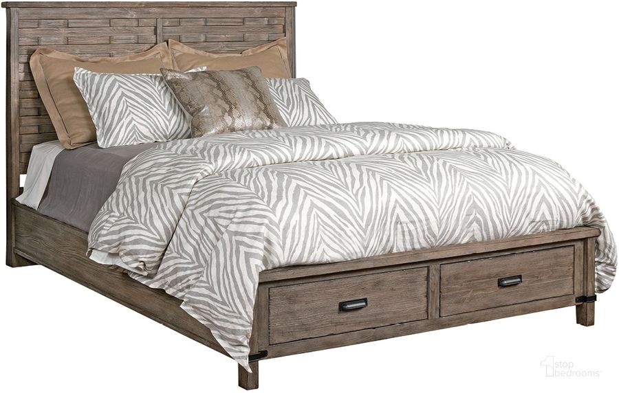 The appearance of Foundry Queen Panel Storage Bed designed by Kincaid in the country / farmhouse interior design. This brown piece of furniture  was selected by 1StopBedrooms from Foundry Collection to add a touch of cosiness and style into your home. Sku: 59-138P. Bed Type: Storage Bed. Material: Wood. Product Type: Storage Bed. Bed Size: Queen.