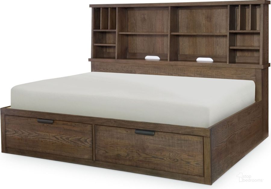 The appearance of Fulton County Tawny Brown Full Platform Bookcase Lounge Bed designed by Legacy Classic in the traditional interior design. This brown piece of furniture  was selected by 1StopBedrooms from Fulton Collection to add a touch of cosiness and style into your home. Sku: N5900-5504;N5900-5500. Bed Type: Storage Bed. Material: Wood. Product Type: Storage Bed. Bed Size: Full. Image1
