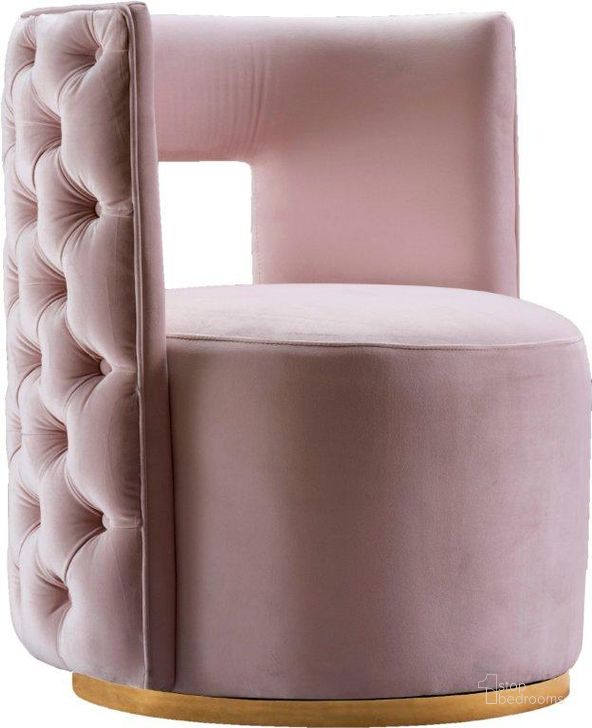 The appearance of Theo Pink Velvet Accent Chair designed by Meridian in the modern / contemporary interior design. This pink velvet piece of furniture  was selected by 1StopBedrooms from Theo Collection to add a touch of cosiness and style into your home. Sku: 594Pink. Product Type: Accent Chair. Material: Velvet. Image1
