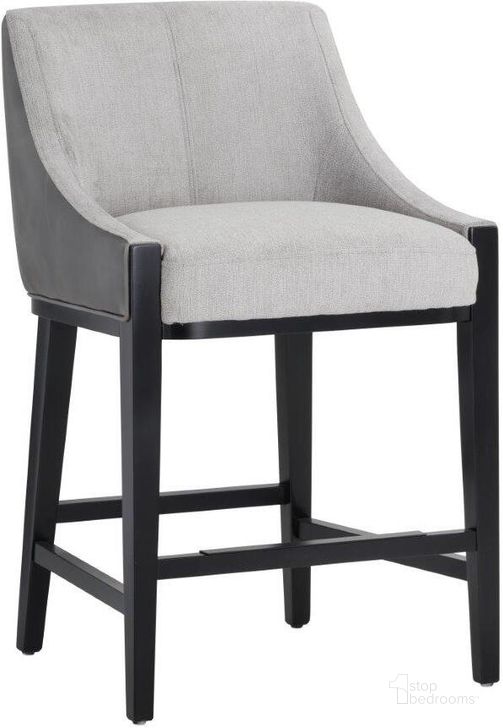 The appearance of 5west Aurora Polo Club Stone And Overcast Grey Counter Stool designed by Sunpan in the transitional interior design. This gray piece of furniture  was selected by 1StopBedrooms from 5West Collection to add a touch of cosiness and style into your home. Sku: 105206. Material: Faux Leather. Product Type: Barstool. Image1
