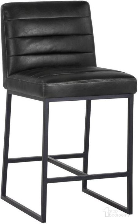 The appearance of 5west Coal Black Spyros Counter Stool designed by Sunpan in the modern / contemporary interior design. This black piece of furniture  was selected by 1StopBedrooms from 5West Collection to add a touch of cosiness and style into your home. Sku: 103899. Material: Faux Leather. Product Type: Barstool. Image1