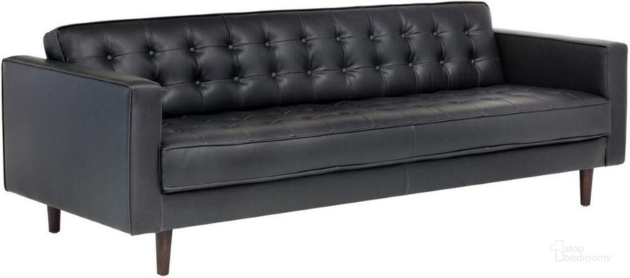 The appearance of 5west Donnie Coal Black Sofa designed by Sunpan in the transitional interior design. This black piece of furniture  was selected by 1StopBedrooms from Donnie Collection to add a touch of cosiness and style into your home. Sku: 104900. Material: Faux Leather. Product Type: Sofa. Image1