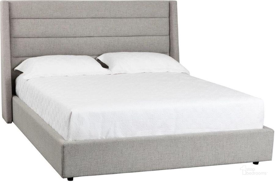 The appearance of 5west Emmit Marble Fabric King Upholstered Platform Bed designed by Sunpan in the modern / contemporary interior design. This gray piece of furniture  was selected by 1StopBedrooms from 5West Collection to add a touch of cosiness and style into your home. Sku: 102252. Bed Type: Platform Bed. Material: Fabric. Product Type: Platform Bed. Bed Size: King. Image1