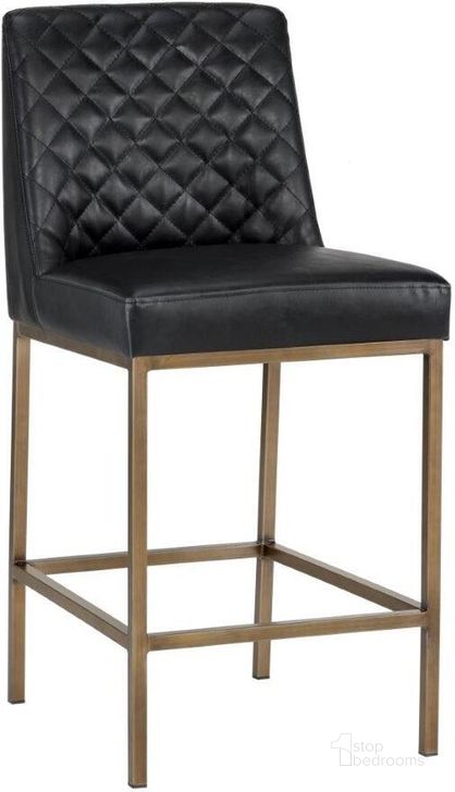 The appearance of 5west Leighland Coal Black Counter Stool designed by Sunpan in the transitional interior design. This black piece of furniture  was selected by 1StopBedrooms from 5West Collection to add a touch of cosiness and style into your home. Sku: 104906. Material: Faux Leather. Product Type: Barstool. Image1