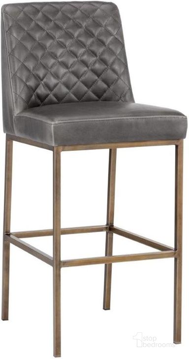 The appearance of 5west Leighland Overcast Grey Bar Stool designed by Sunpan in the transitional interior design. This gray piece of furniture  was selected by 1StopBedrooms from 5West Collection to add a touch of cosiness and style into your home. Sku: 104904. Material: Faux Leather. Product Type: Barstool. Image1