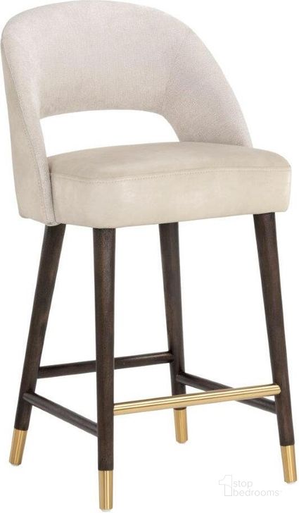 The appearance of 5West Monae Bravo Cream And Polo Club Muslin Counter Stool designed by Sunpan in the transitional interior design. This cream piece of furniture  was selected by 1StopBedrooms from 5West Collection to add a touch of cosiness and style into your home. Sku: 106026. Material: Faux Leather. Product Type: Barstool. Image1