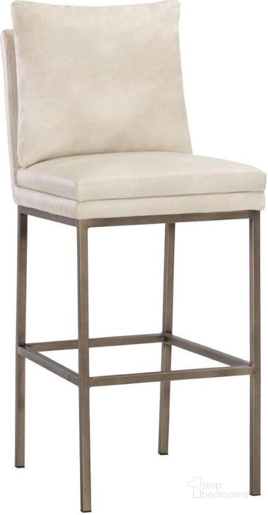 The appearance of 5West Paige Bravo Cream Barstool designed by Sunpan in the transitional interior design. This cream piece of furniture  was selected by 1StopBedrooms from 5West Collection to add a touch of cosiness and style into your home. Sku: 105943. Material: Faux Leather. Product Type: Barstool. Image1